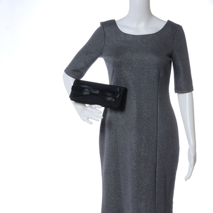 Chanel Satin Ribbon Bow Clutch Black 2 of 6