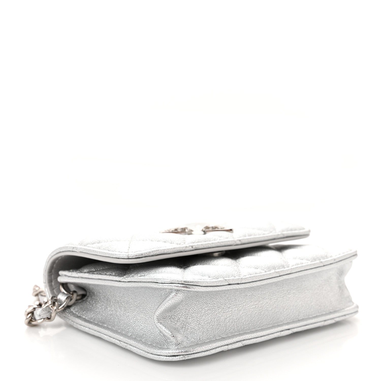Chanel Metallic Goatskin Quilted Star Flap Waist Belt Bag Silver 4 of 13