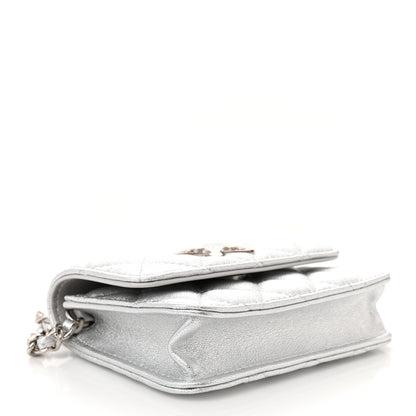 Chanel Metallic Goatskin Quilted Star Flap Waist Belt Bag Silver 4 of 13