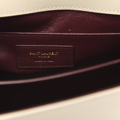 Saint Laurent Grain de Poudre Medium Classic Monogram Cassandra Top Handle Crema Soft Rouge Legion 6 of 13