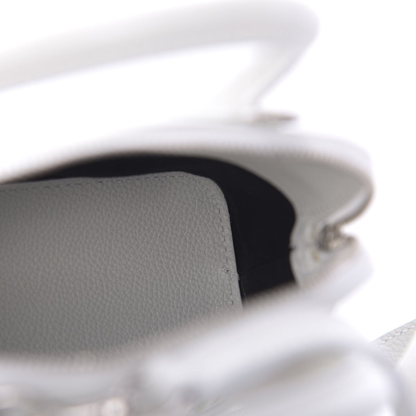 Grained Calfskin Logo XXS Ville Top Handle Bag White Light Green