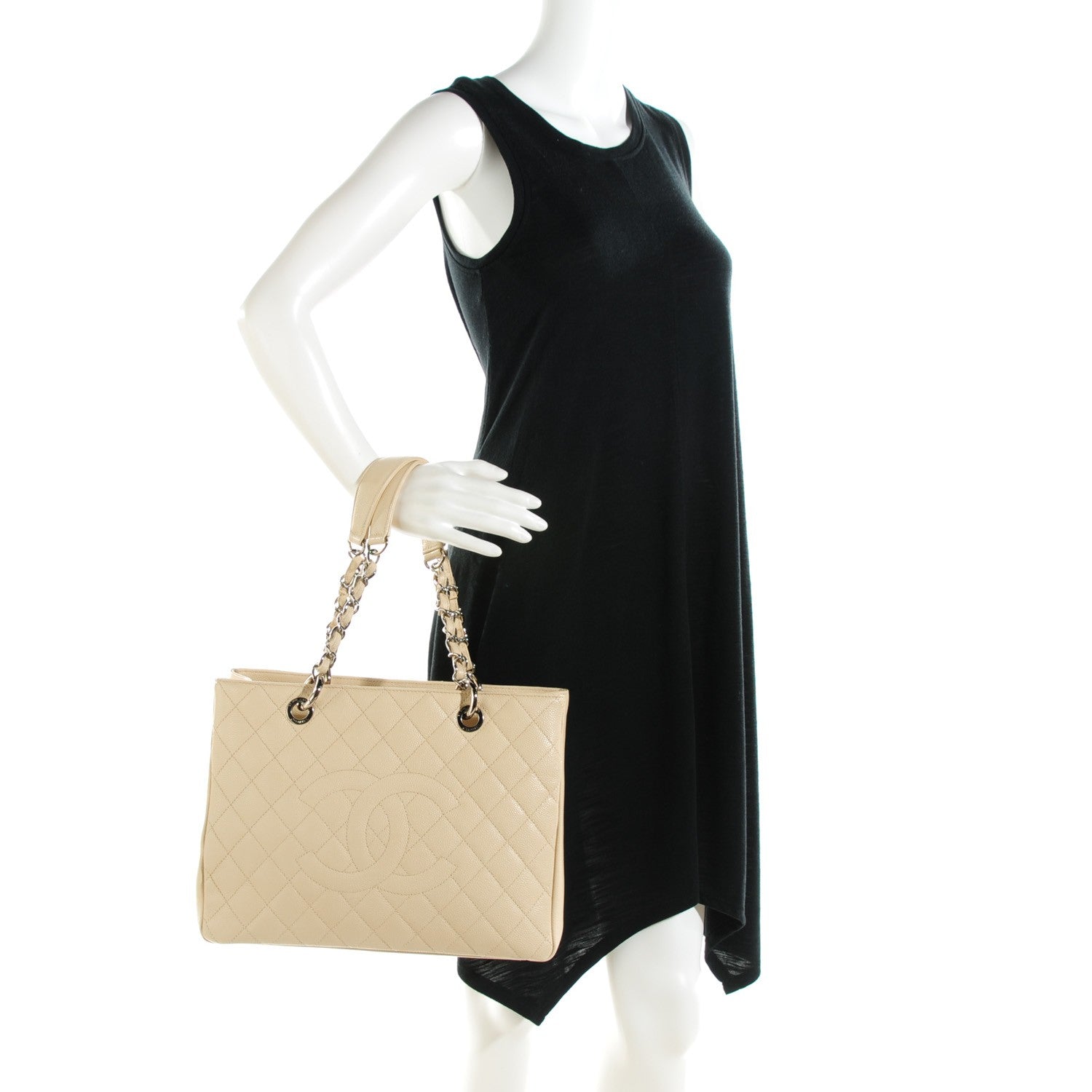 Chanel Caviar Quilted Grand Shopping Tote GST Beige Clair 2 of 7