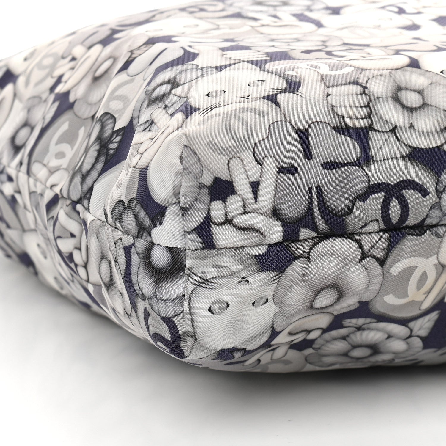 Chanel Nylon Cat Emoticon Tote Navy Silver 8 of 9