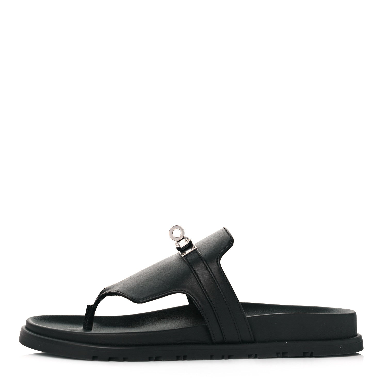 Hermes Calfskin Womens Empire Sandals 38 Black 1 of 9