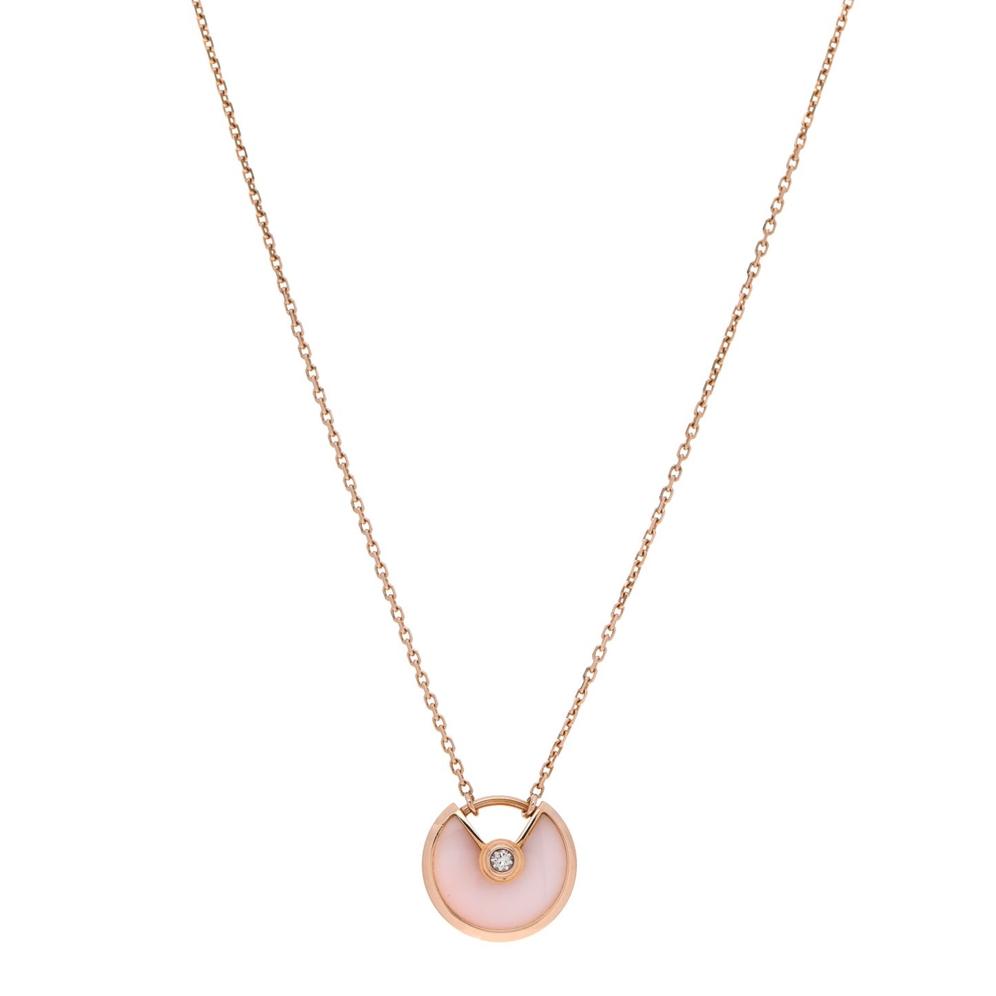 18K Pink Gold Diamond Pink Opal XS Amulette de Cartier Pendant Necklace