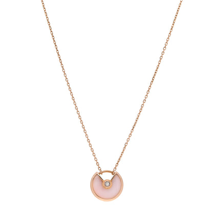 Cartier 18K Pink Gold Diamond Pink Opal XS Amulette de Cartier Pendant Necklace 1 of 6