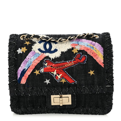 Chanel Denim Embroidered Night Flight Reissue Flap Blue 1 of 11