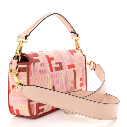 Fendi Canvas Vitello King FF Embroidered Baguette Rosa Quarzo Bloody Mary Multicolor 3 of 9
