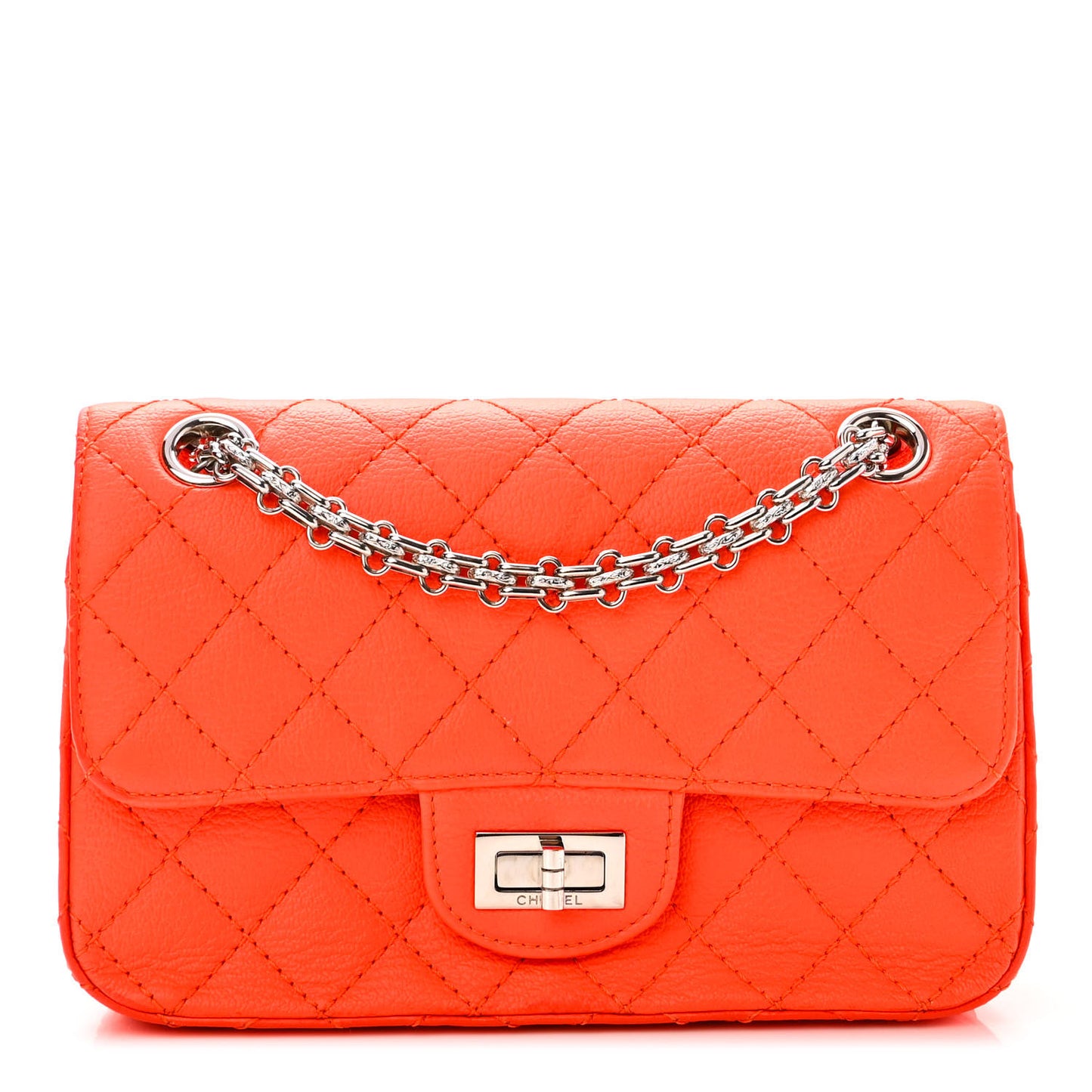Goatskin Quilted 2.55 Reissue Mini Flap Orange