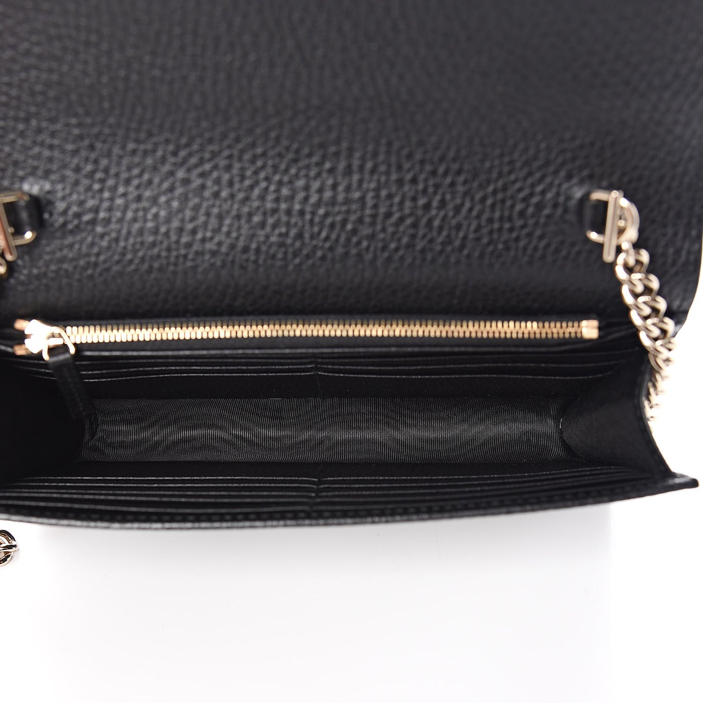 Dollar Calfskin Interlocking G Chain Wallet Black