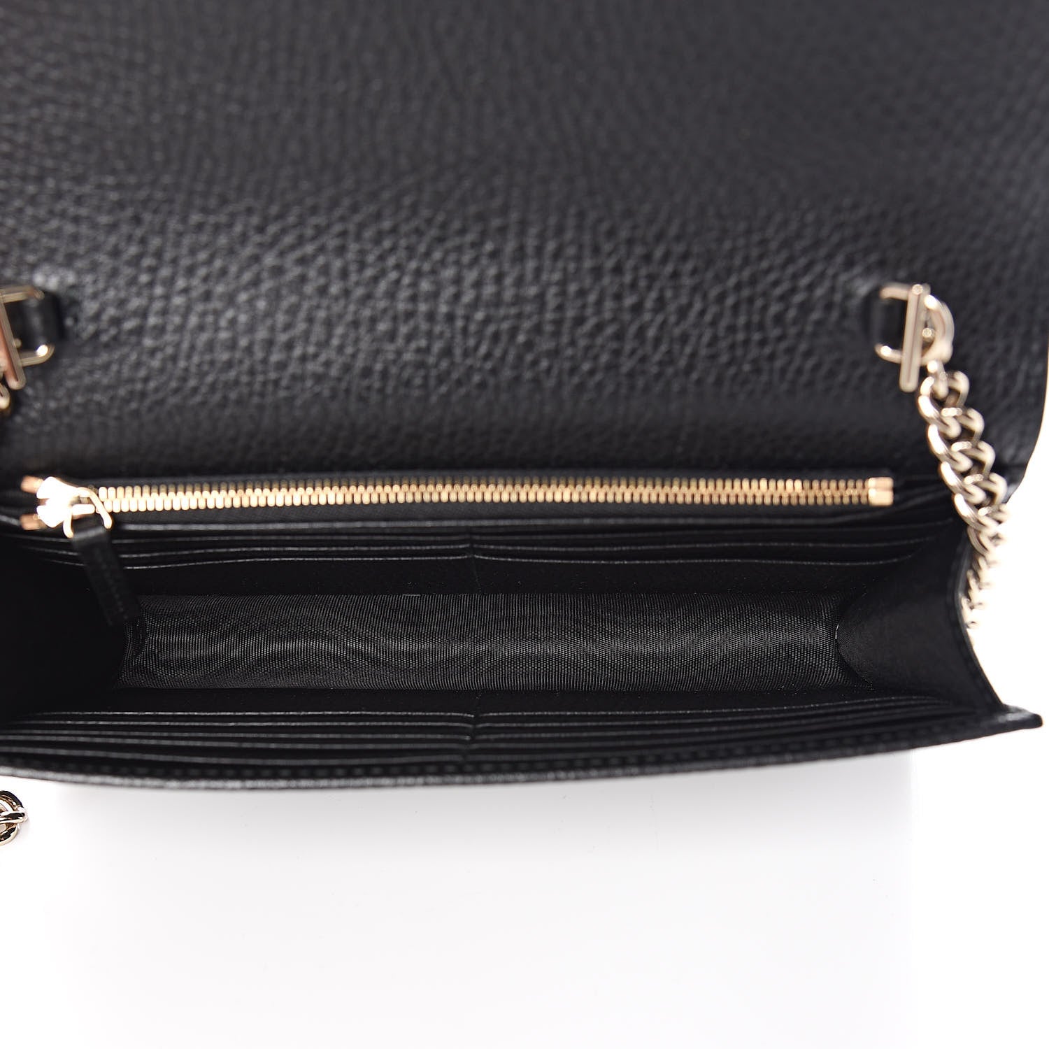 Gucci Dollar Calfskin Interlocking G Chain Wallet Black 5 of 11