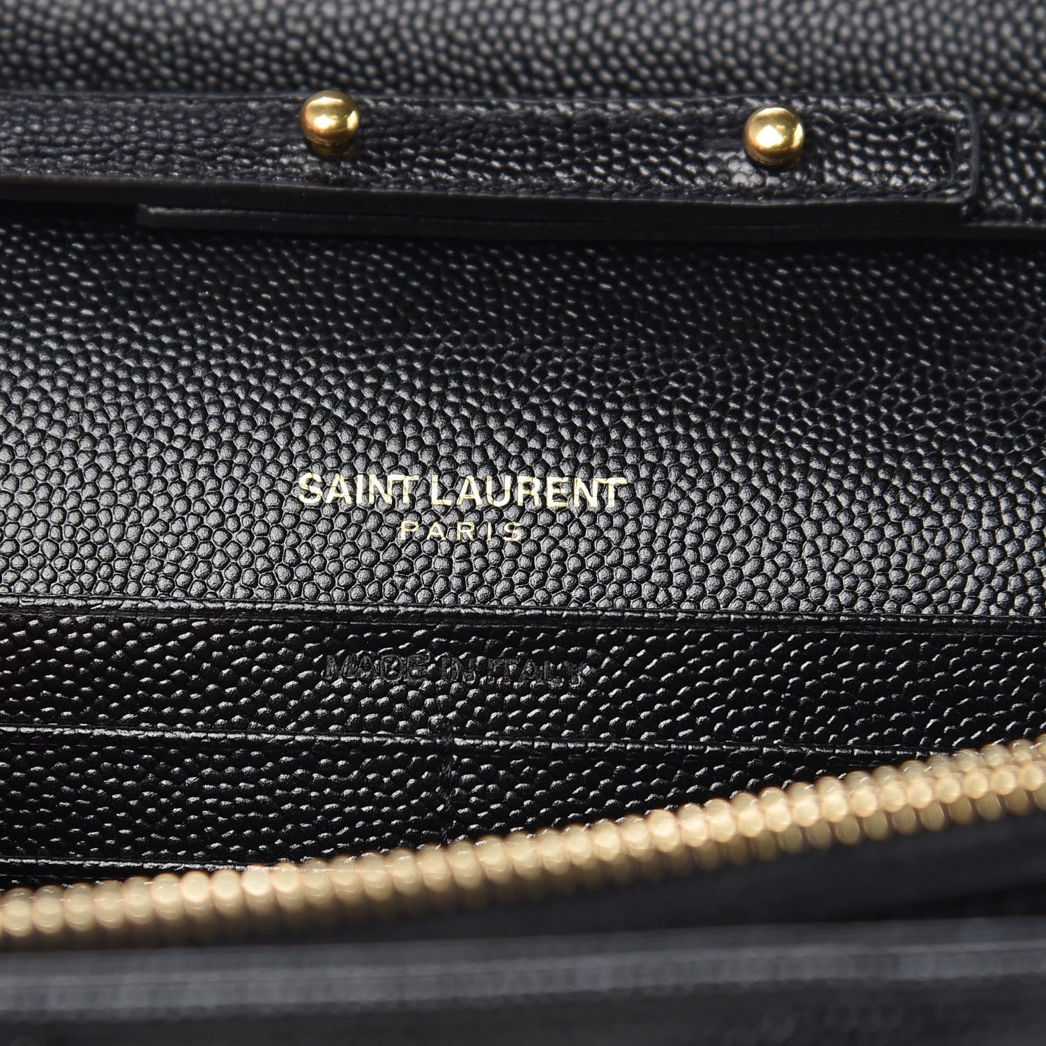 Saint Laurent Grain De Poudre Matelasse Chevron Monogram Chain Wallet Black 6 of 9