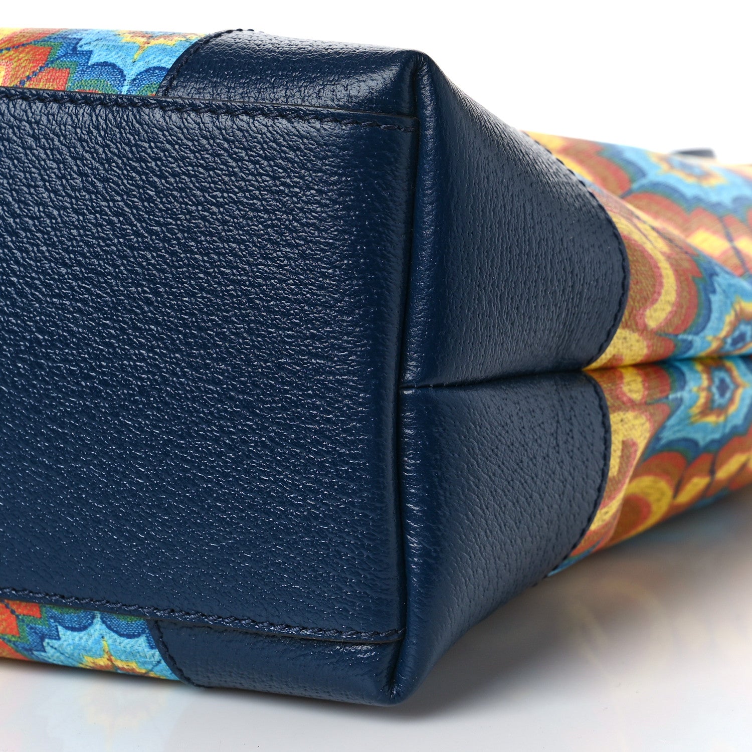 Gucci GG Supreme Kaleidoscope Calfskin Script Logo Gucci 100 Tote Bag Blue Orange Multicolor Blue Agata 8 of 8