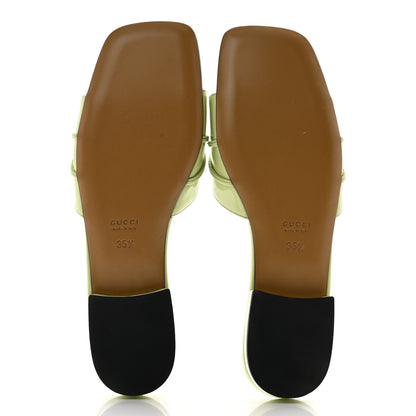 Gucci Patent Crystal Snake Head Block Heel Slide Sandals 35.5 Pistachio Green 5 of 9