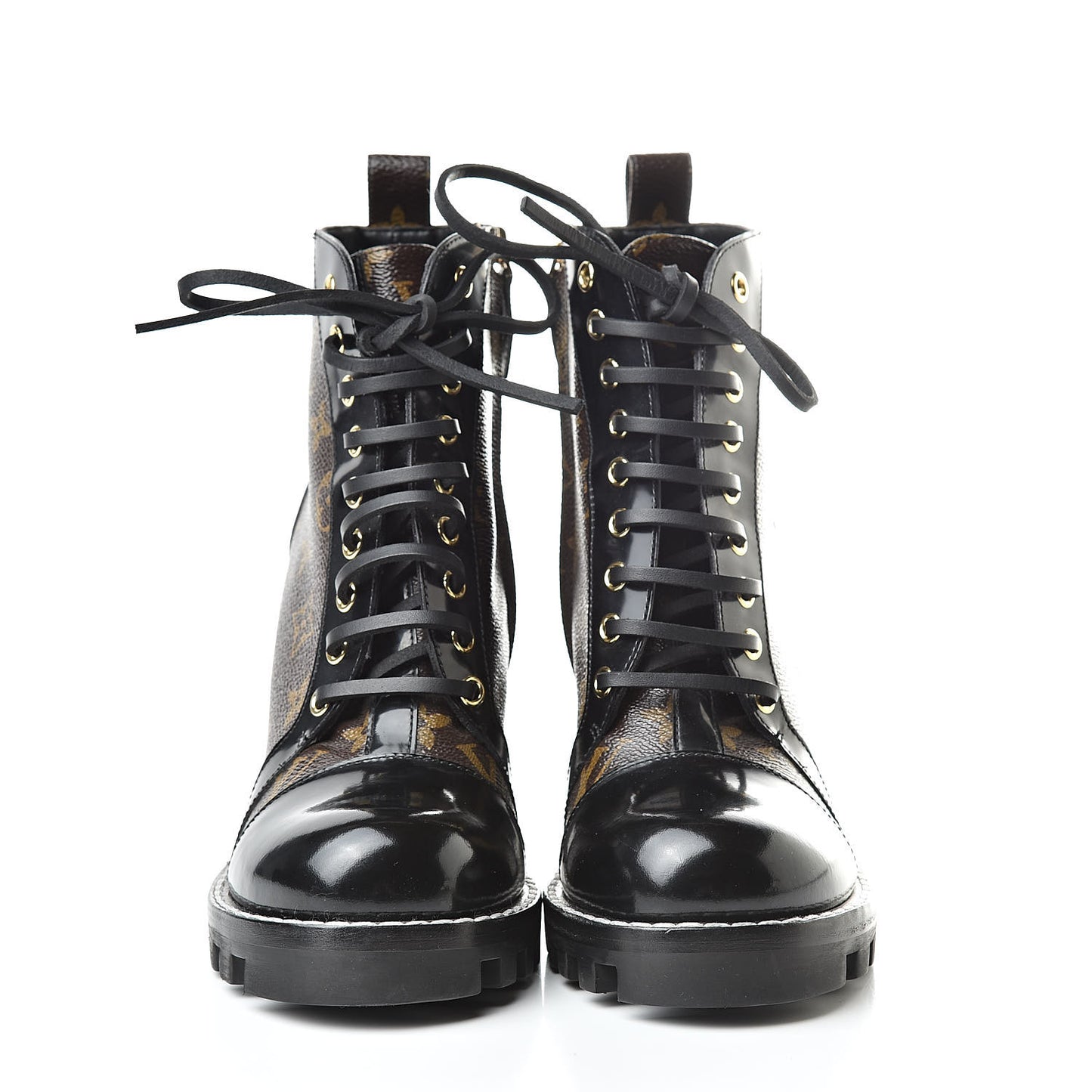 Patent Calfskin Monogram Star Trail Ankle Boots 38.5 Black