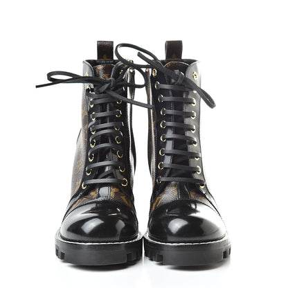 Louis Vuitton Patent Calfskin Monogram Star Trail Ankle Boots 38.5 Black 2 of 7