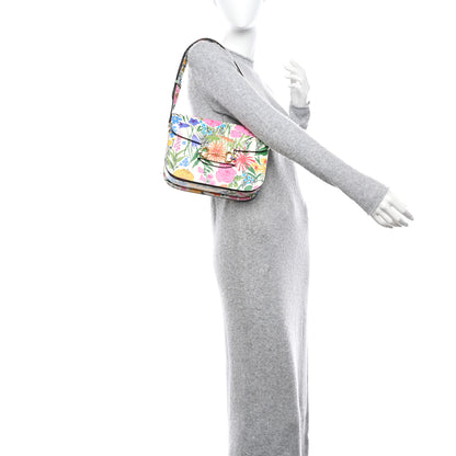 Gucci X KEN SCOTT New Shangai Calfskin Jardin D'Avril Floral Print Horsebit 1955 Shoulder Bag Ivory Pink Wild Rose 2 of 11
