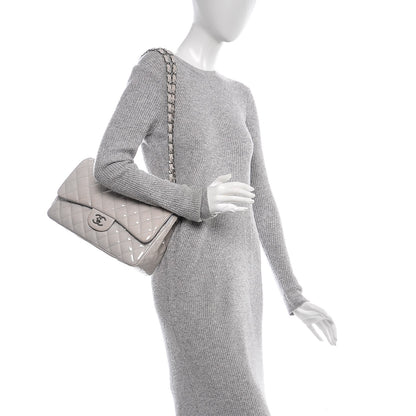 Chanel Patent Quilted Jumbo Double Flap Light Grey 2 of 9
