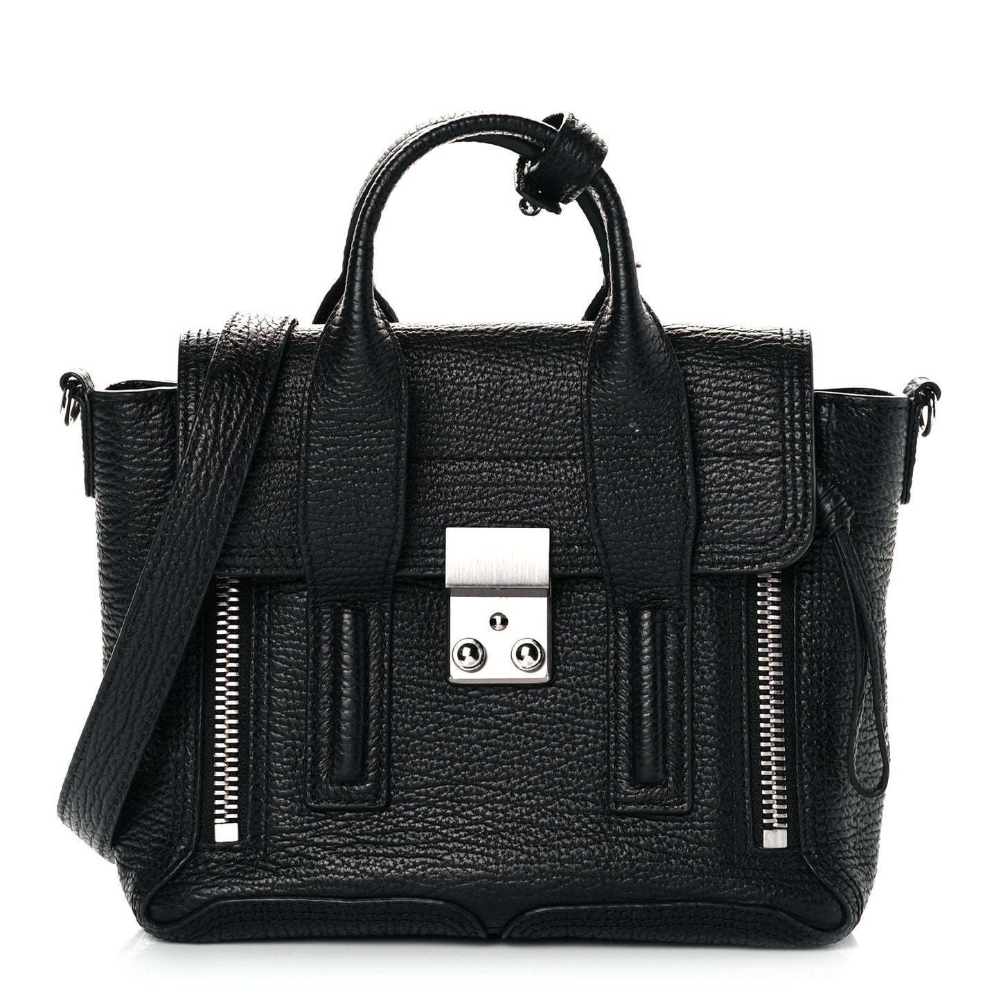 Textured Calfskin Mini Pashli Satchel Black