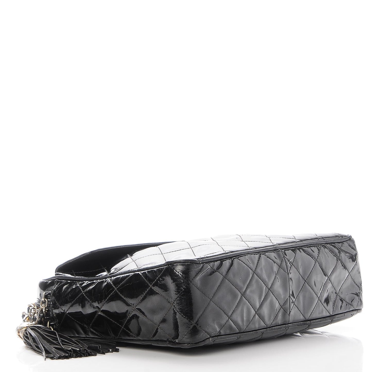 Patent Quilted Tassel Camera Case Black