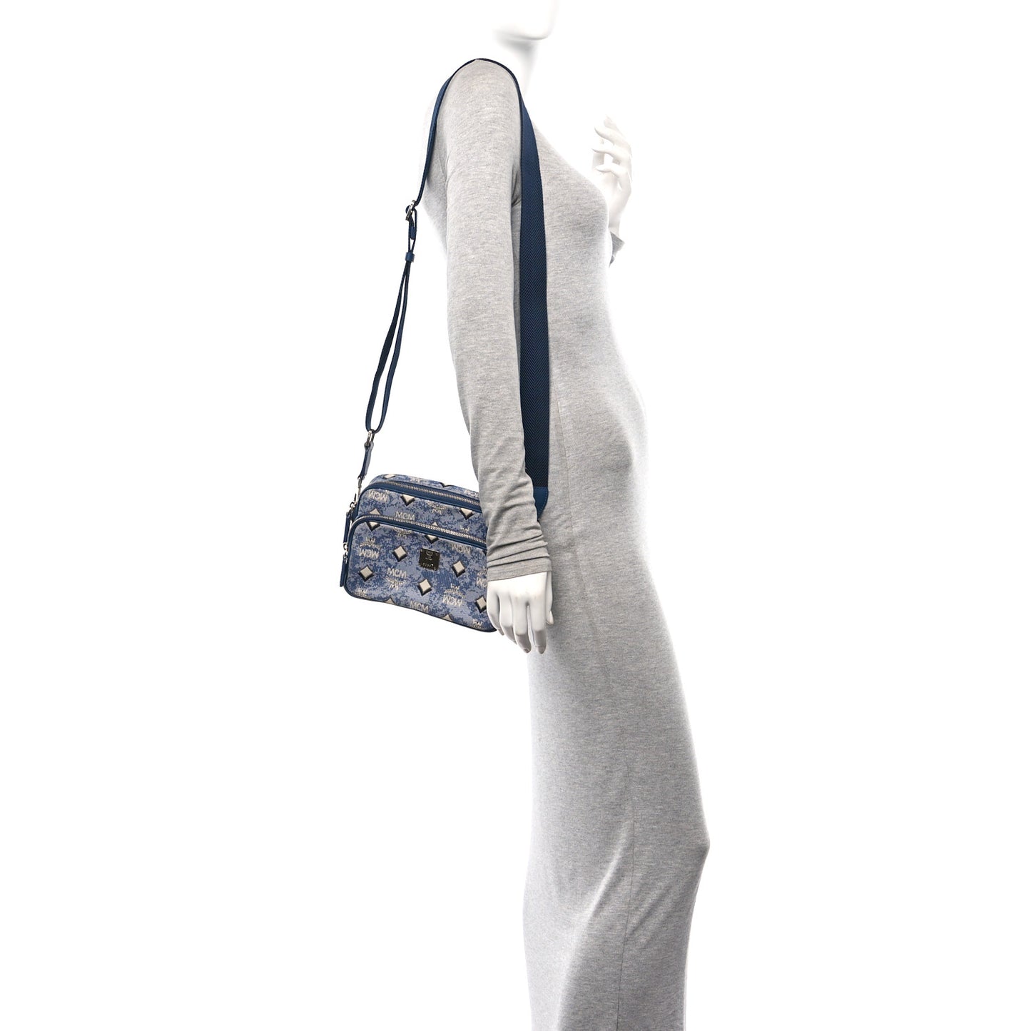 Vintage Jacquard Monogram Small Aren Crossbody Blue