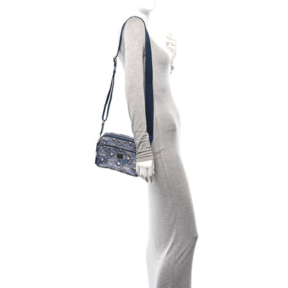 MCM Vintage Jacquard Monogram Small Aren Crossbody Blue 2 of 11