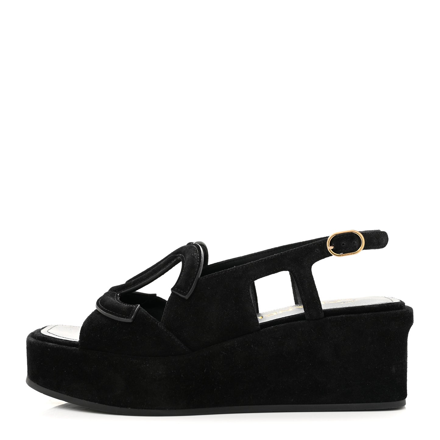 Suede Calfskin Platform CC Sandals 35 Black