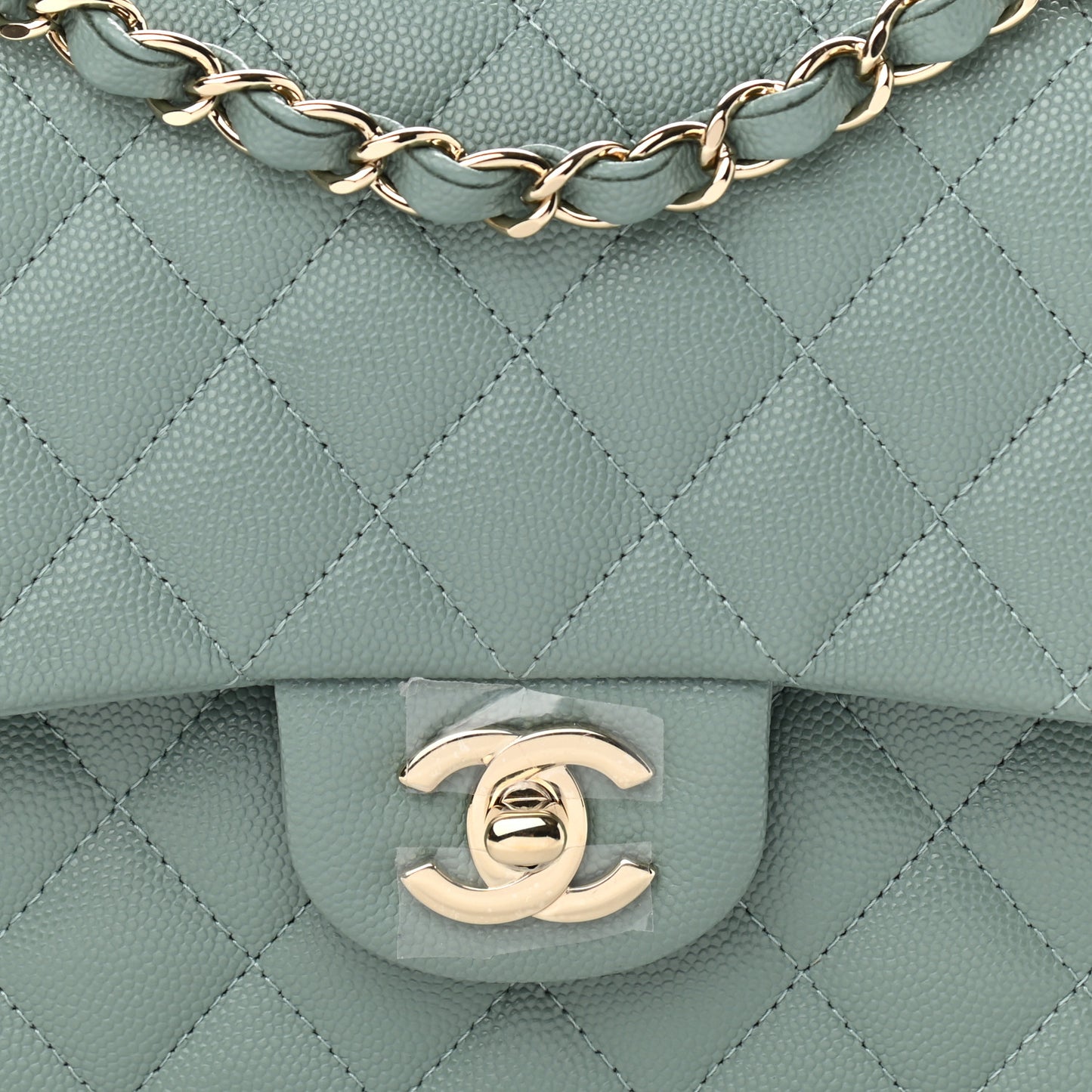 Caviar Quilted Medium Double Flap Green