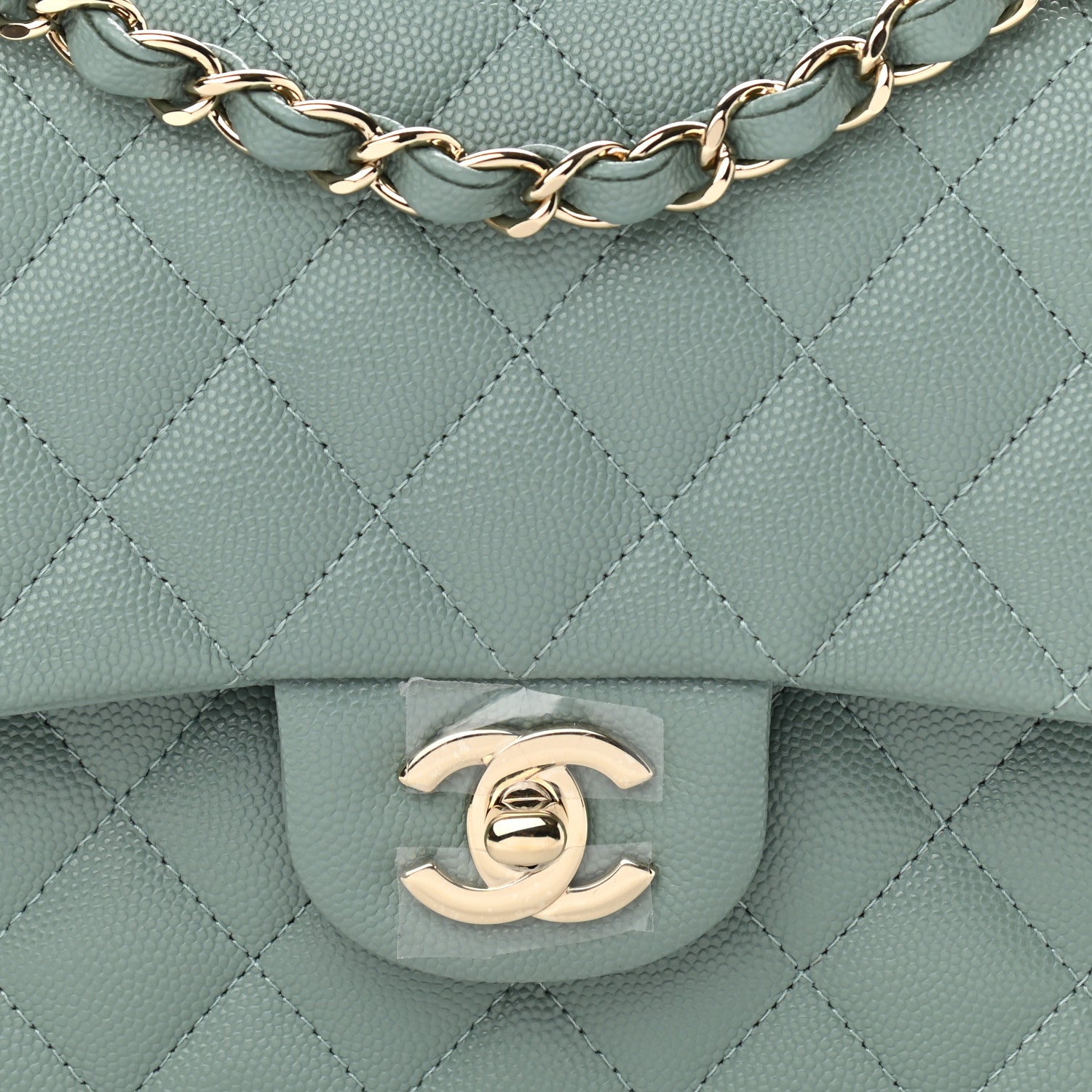 Chanel Caviar Quilted Medium Double Flap Green 9 of 9