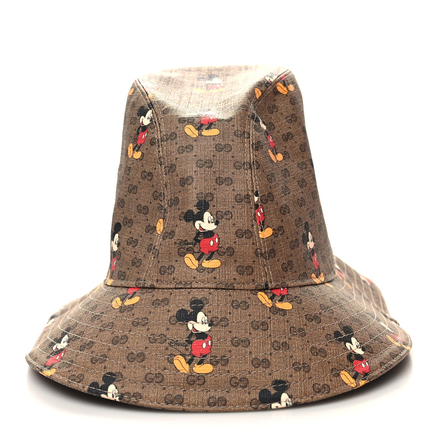 Gucci X DISNEY Mini Vintage GG Supreme Monogram Mickey Mouse Trent Bucket Hat L Beige Ebony Yellow 3 of 9