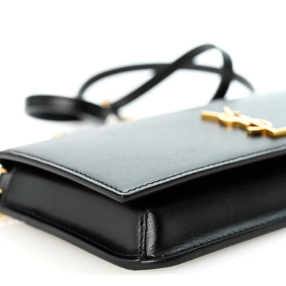 Saint Laurent Grained Calfskin Monogram Phone Holder Crossbody Black 8 of 10