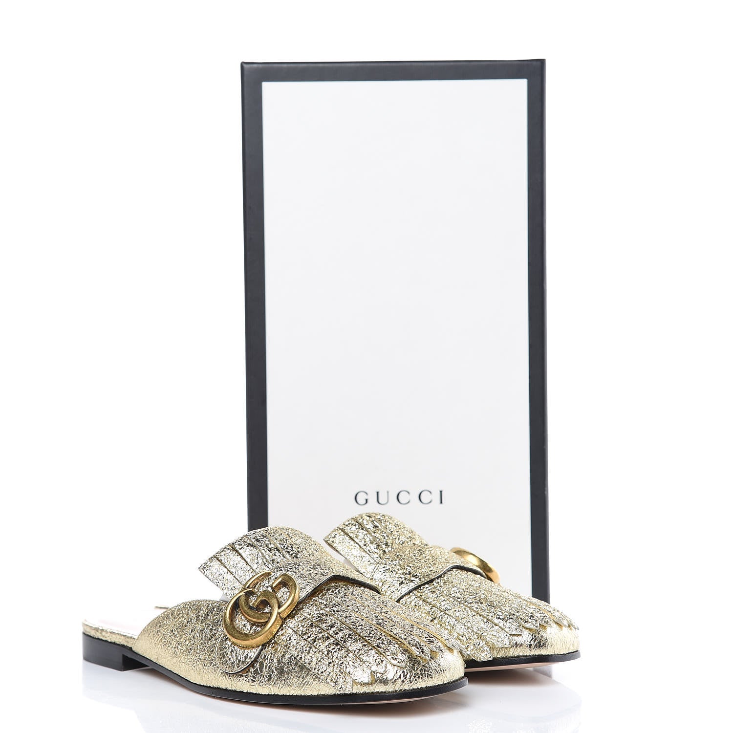 Gucci Galassia Womens GG Marmont Fringe Slippers 38 Platino 8 of 8