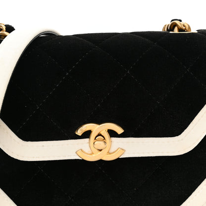 Chanel Velvet Quilted Mini Place Vendome Flap Black White 8 of 12