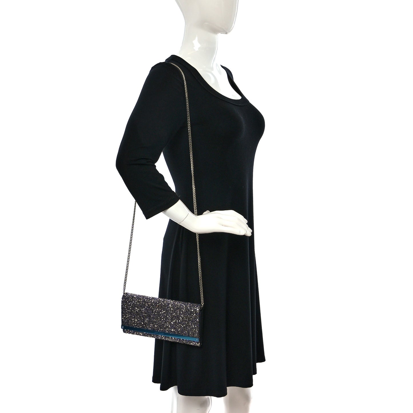 Glitter Milla Wallet on Chain Navy Mix