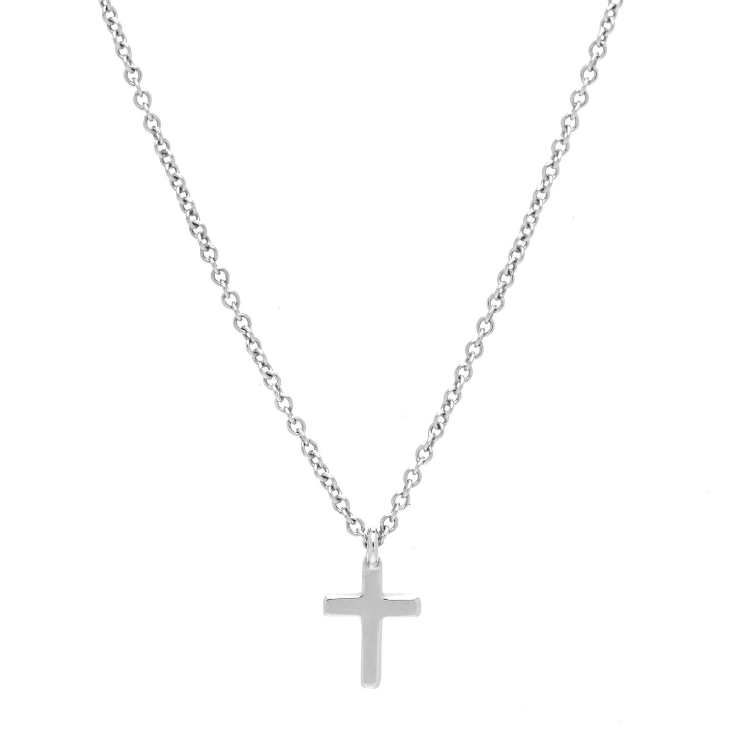 18K White Gold Diamond Mini Cross Pendant Necklace