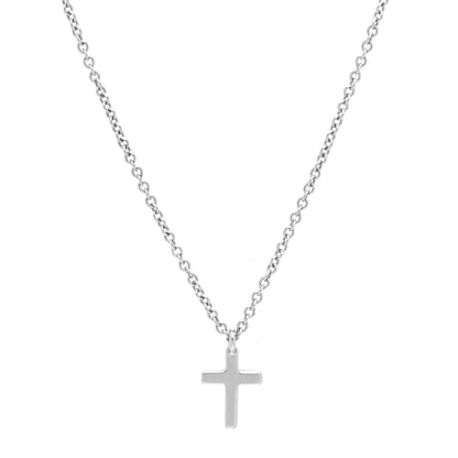 Tiffany 18K White Gold Diamond Mini Cross Pendant Necklace 4 of 5