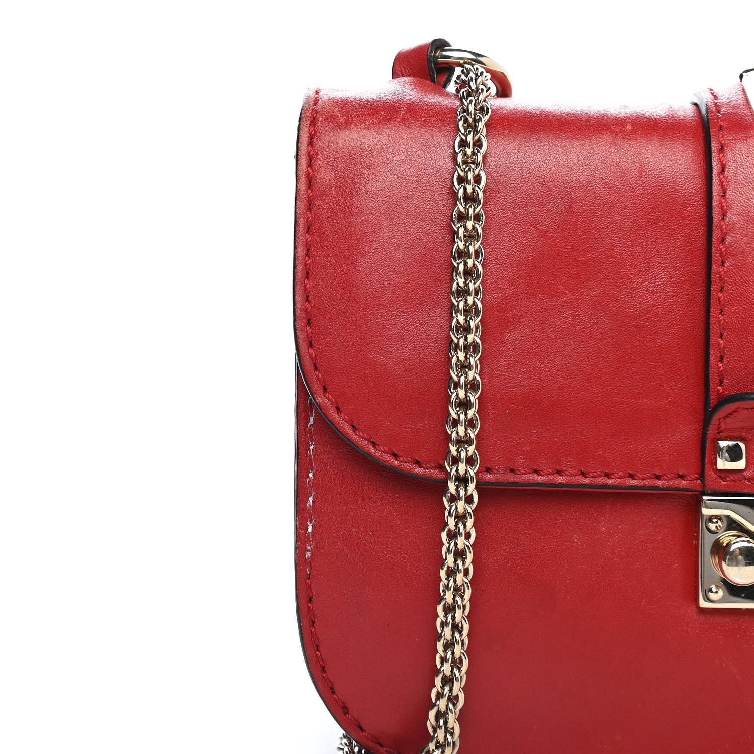 Valentino Garavani Vitello Small Glam Lock Rockstud Flap Red 9 of 10