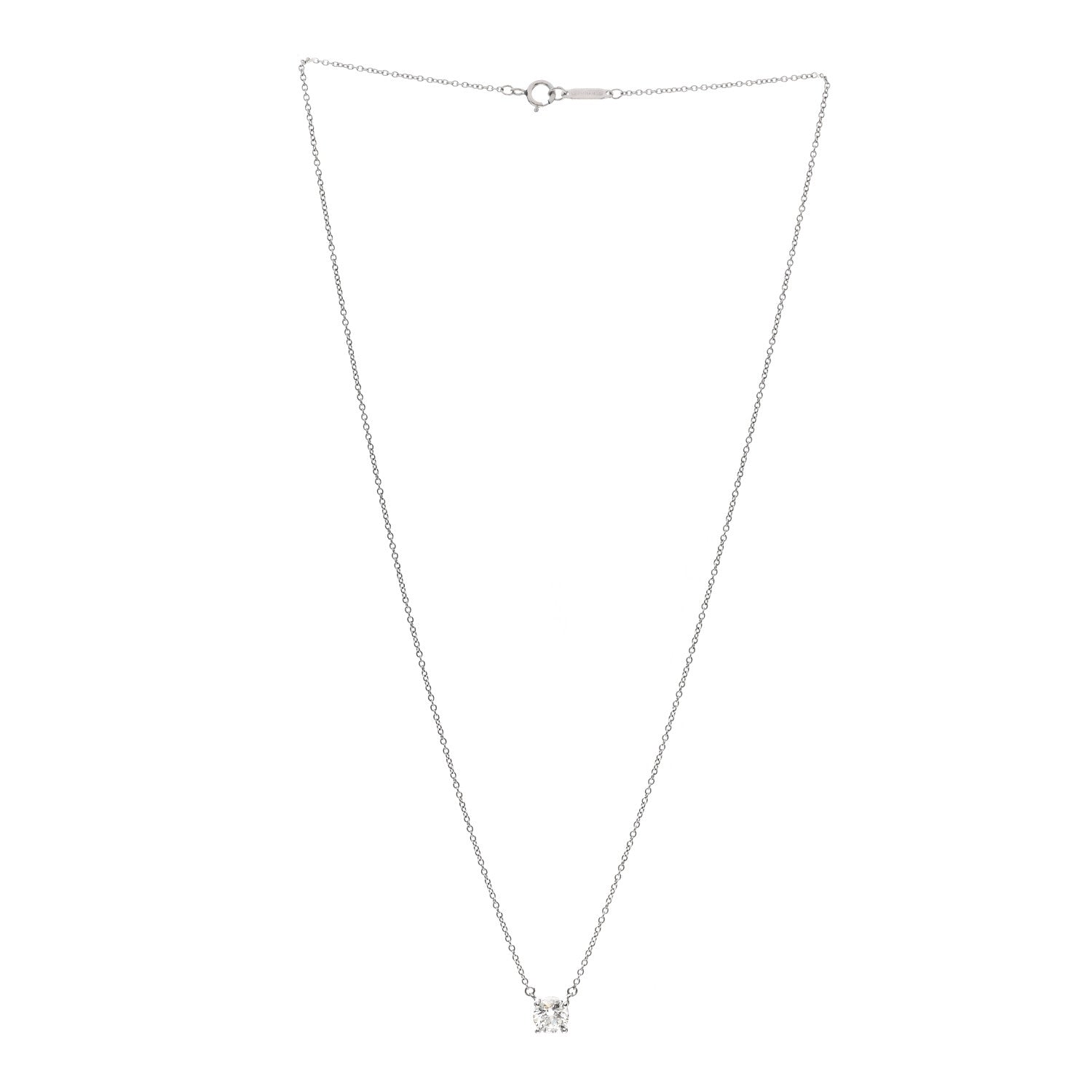 Tiffany Platinum Diamond .79ct Solitaire Pendant Necklace 3 of 5