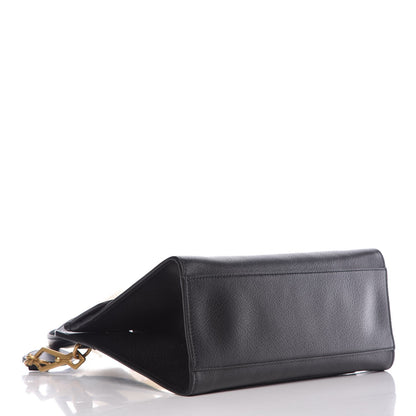 Gucci Grained Calfskin Web Crystal Butterfly Stripe Medium Totem Top Handle Bag Black 5 of 9