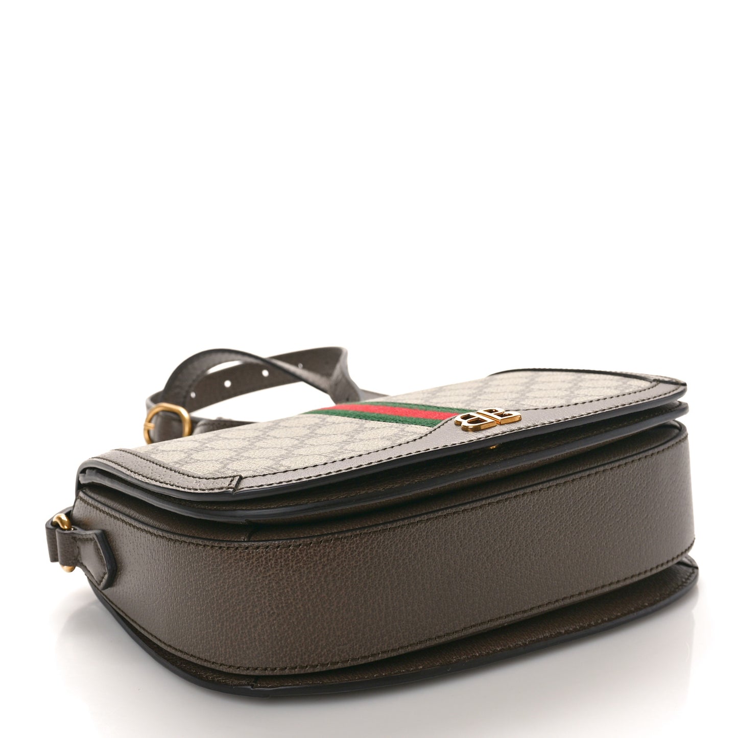 X BALENCIAGA BB Supreme Monogram Web Small Ophidia Shoulder Bag Beige New Acero