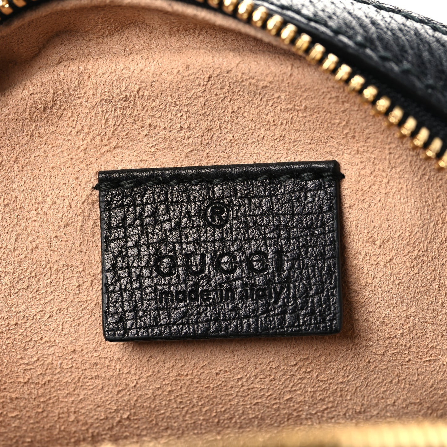 Grained Calfskin Web Mini Ophidia Round Shoulder Bag Black