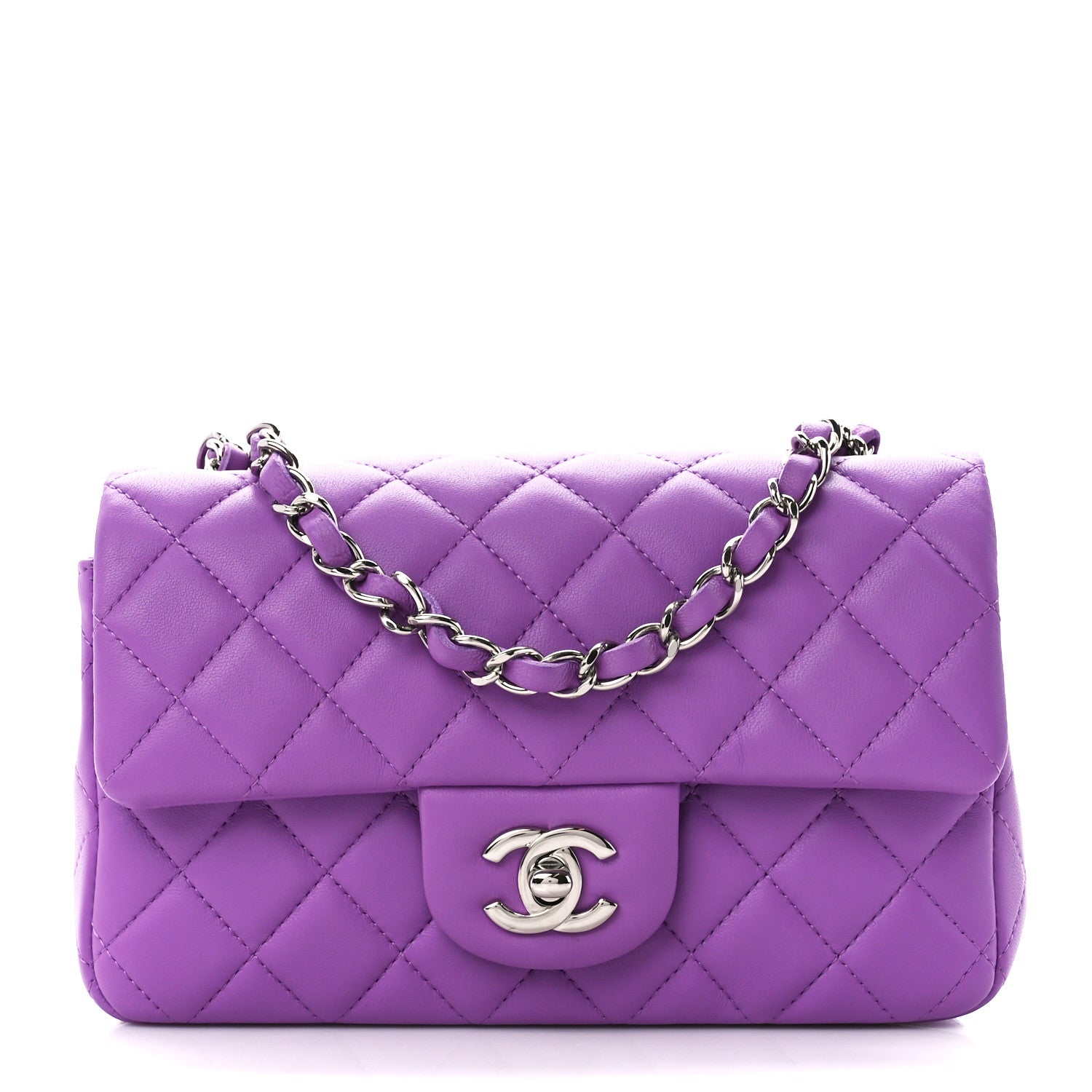 Chanel Lambskin Quilted Mini Rectangular Flap Purple 1 of 11