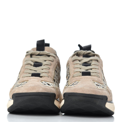 Chanel Suede Calfskin Embroidered CC Sneakers 36 Beige Black 2 of 9