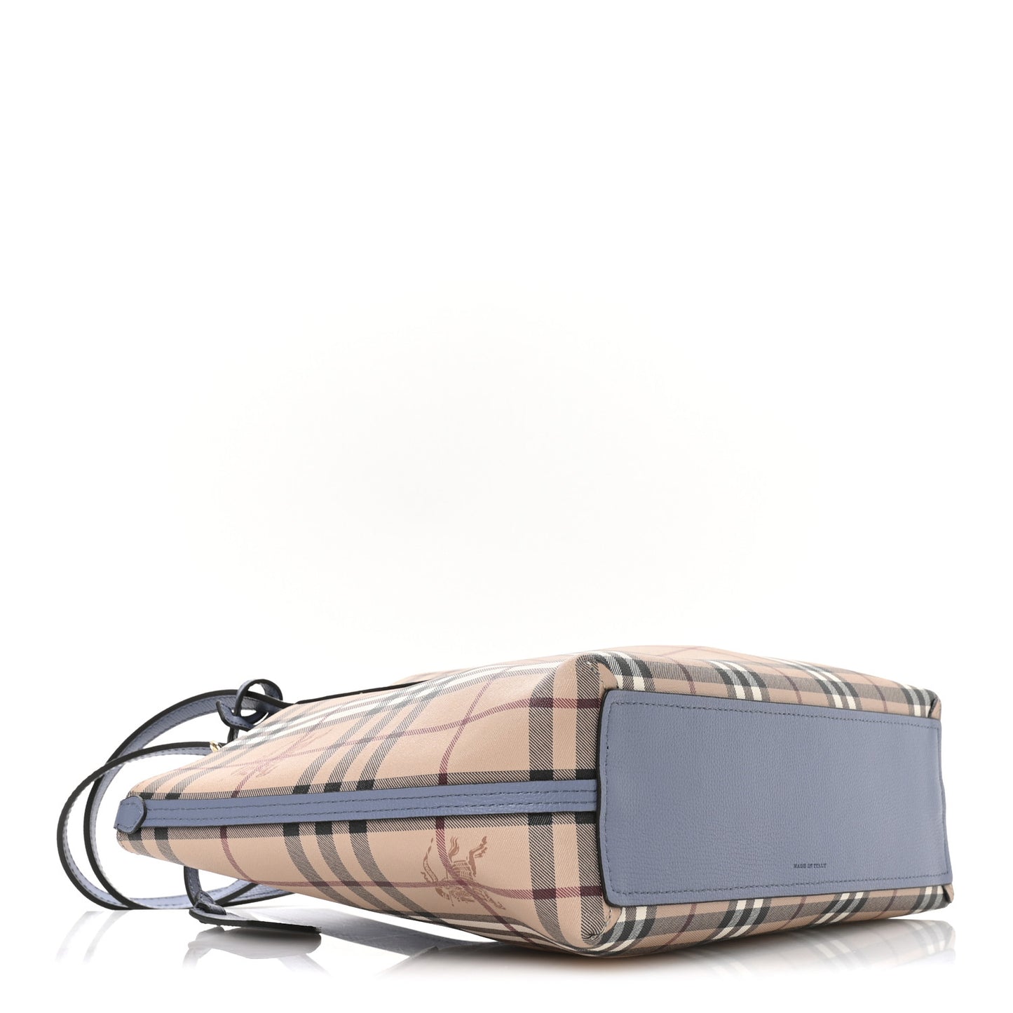 Calfskin Haymarket Check Small Reversible Tote Slate Blue
