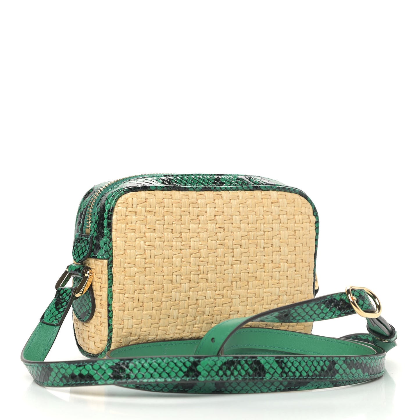 Raffia Elaphe Mini Ophidia Shoulder Bag Natural New Shamarock