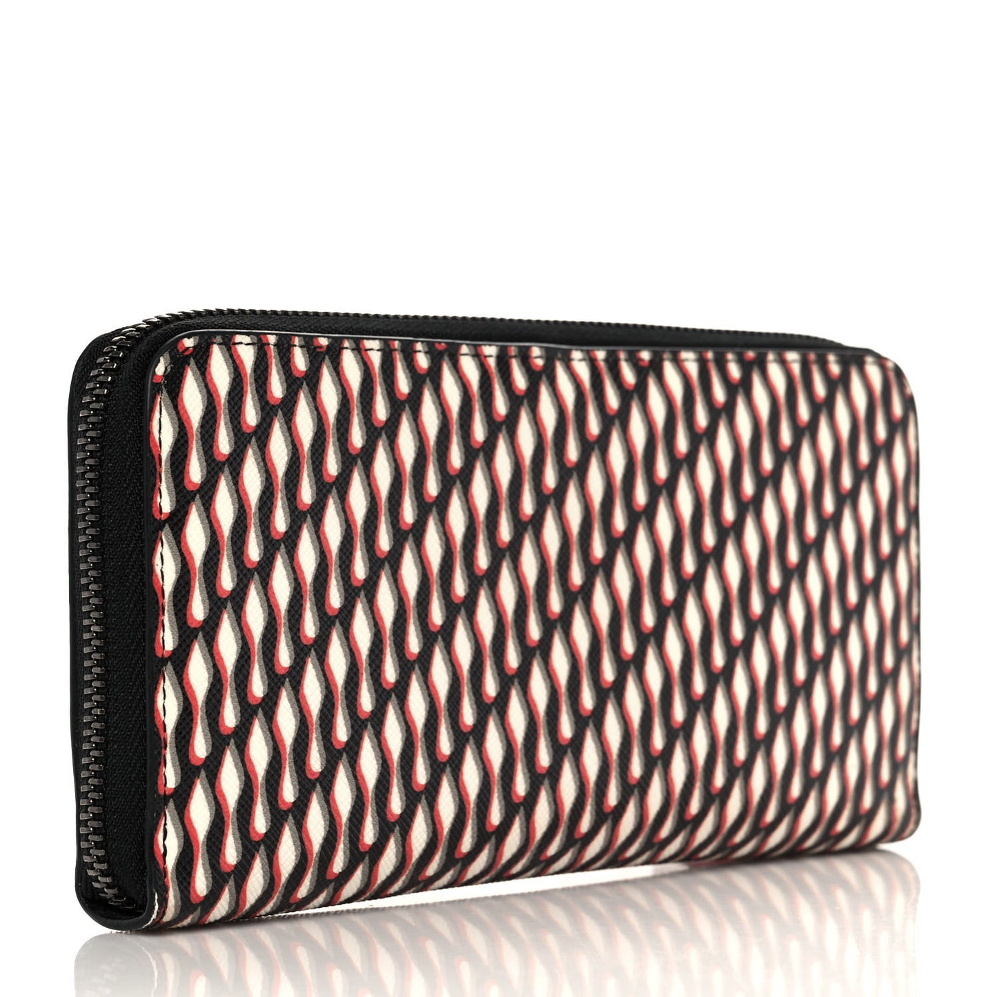 Calfskin Panettone Zip Around Wallet Black Multicolor