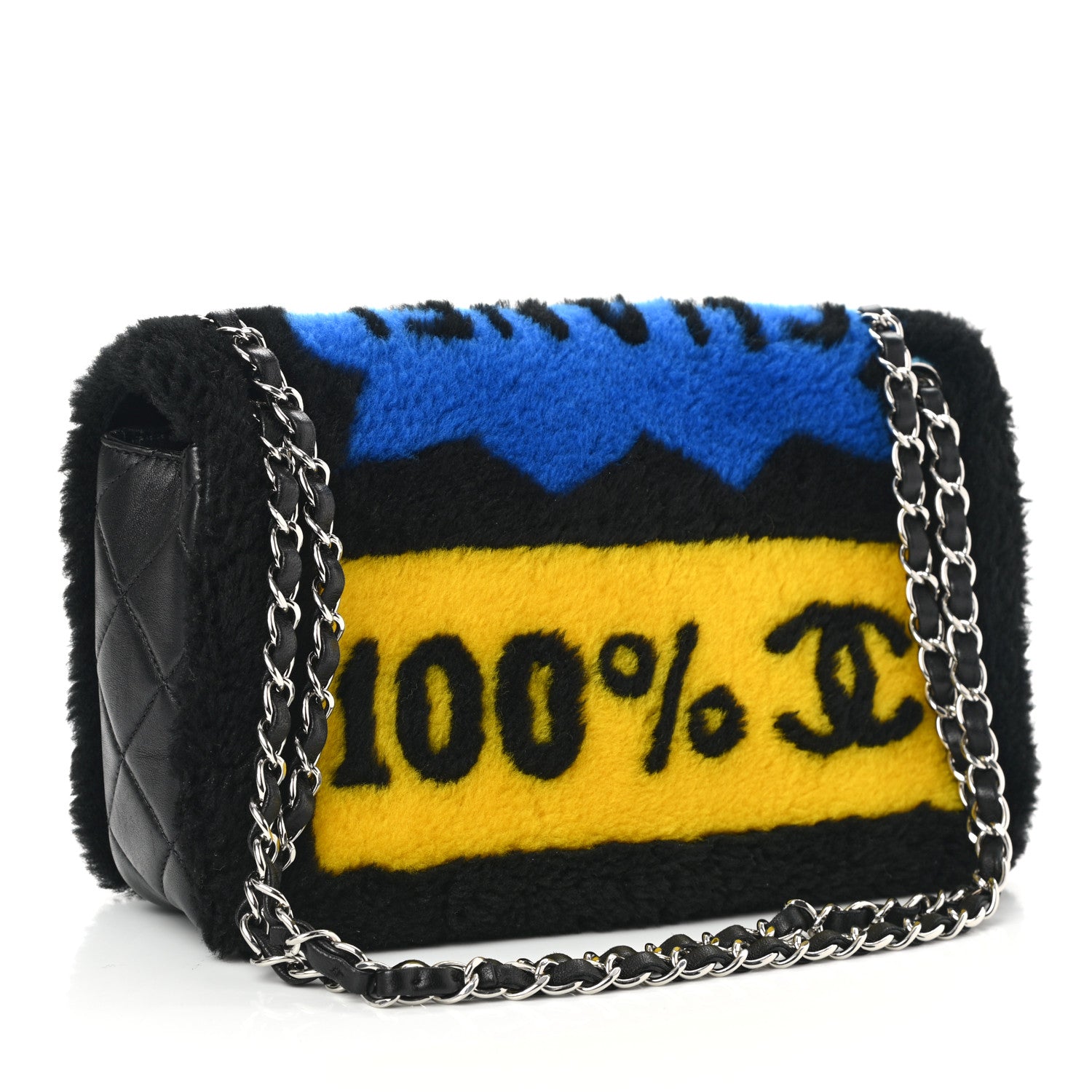 Chanel Shearling Lambskin Medium Chanel 100% Flap Black 3 of 9