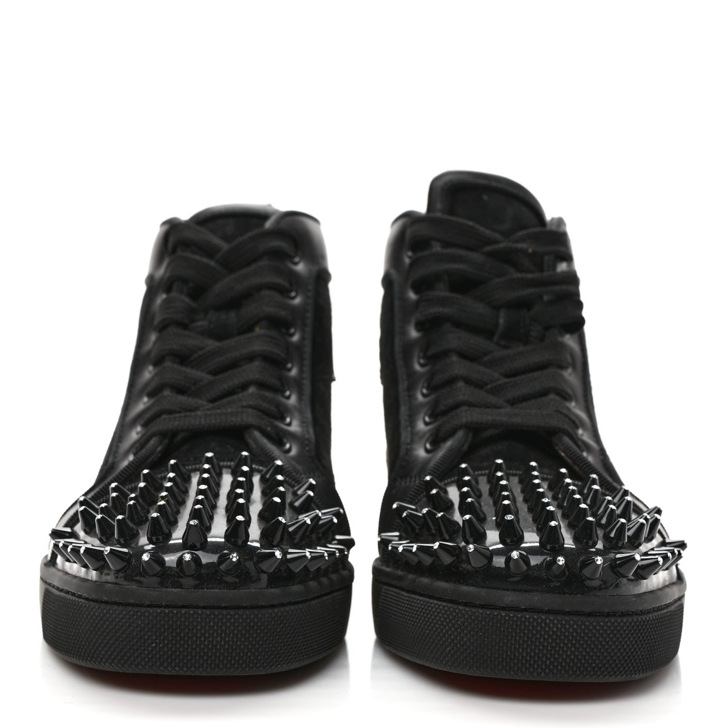Christian Louboutin Suede Womens Louis Spikes Flat Sneakers 35 Black 2 of 8