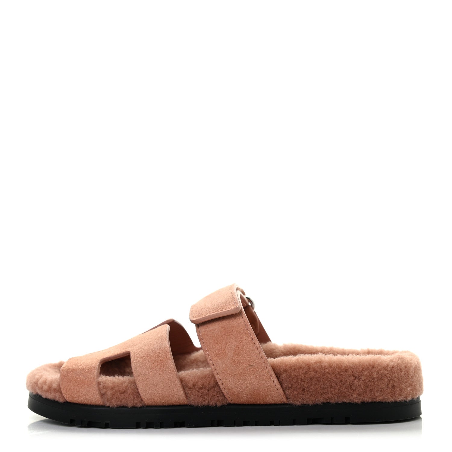 Hermes Suede Goatskin Woolskin Womens Chypre Sandals 36 Rose Aube 1 of 7