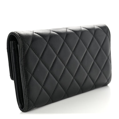 Chanel Lambskin Quilted Large Flap Wallet Black 3 of 10